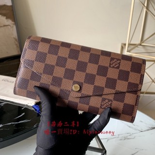 二手 LV 路易威登 N63209 SARAH 棋盤格 信封長夾 咖啡色 錢包 錢夾 卡夾