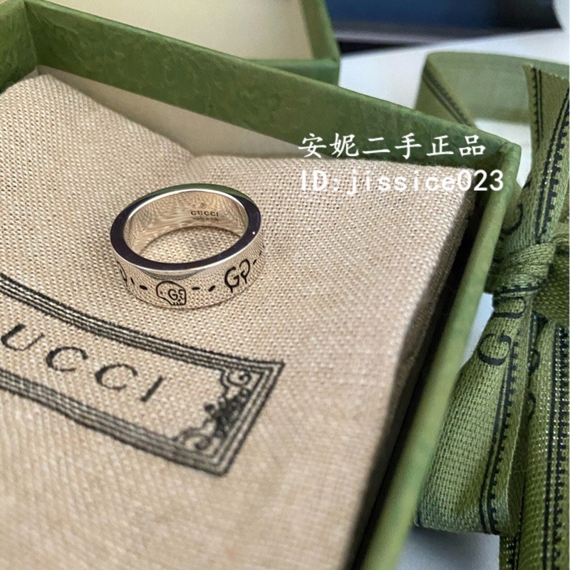 正品現貨 古馳 銀色情侶戒指 Gucci 骷髏頭戒指 Ghost 情侶對戒 銀戒指 ‎477339 現貨