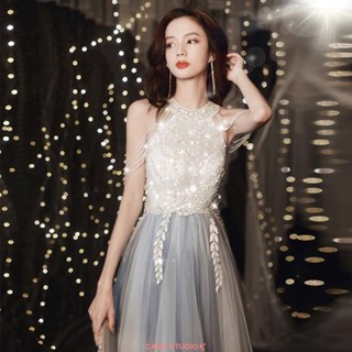【熱賣新品】肩流蘇晚禮服裙女宴會優雅生日禮服女仙氣質晚禮服長款春酒尾牙洋裝