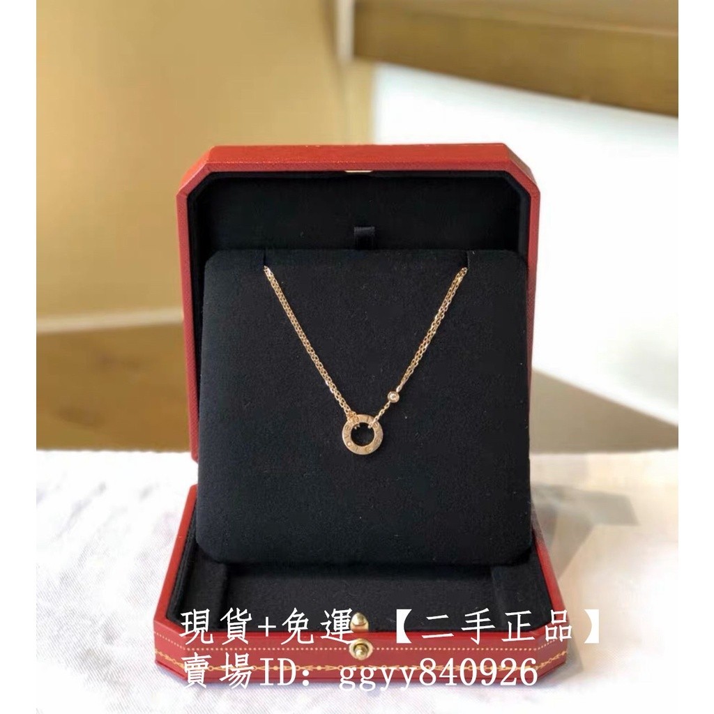 精品二手 Cartier 卡地亞 Love系列 18K玫瑰金 鑲鑽項鏈 項錬 B7224509 現貨