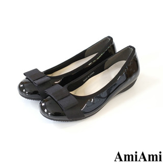 【AmiAmi】圓頭羅緞蝴蝶結平底娃娃鞋 超好走女鞋 CX3045