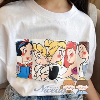 🍬糖小糖🍬兒童公主係列2022夏裝新款韓版中大女童卡通白雪公主印花短袖T恤