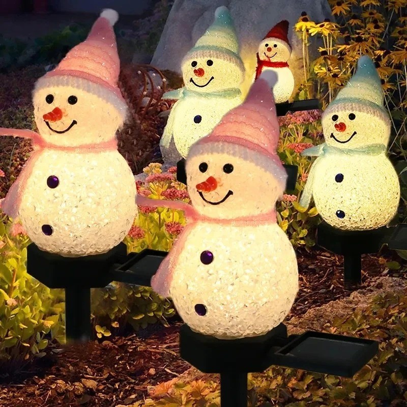 聖誕 LED 雪人太陽能庭院燈戶外防水樁燈聖誕通道草坪庭院氣氛裝飾