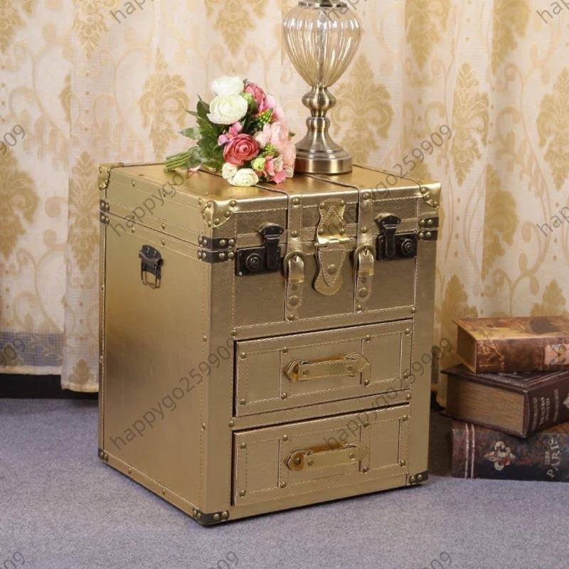 現貨歐式 復古床頭櫃旅館床頭櫃法式新 古典 傢具 丹麥香檳金 床頭櫃 小桌子