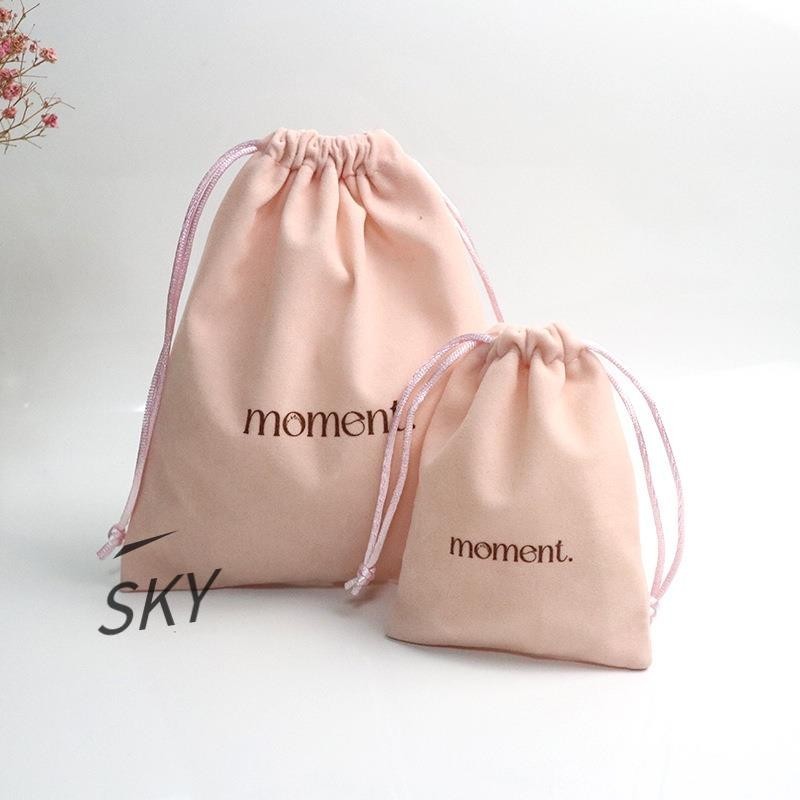SKY訂製 客製化 飾品袋 收納袋 禮品袋 工廠訂製粉色單面鹿皮絨布袋 珠寶飾品抽繩小布袋 電子產品束口袋