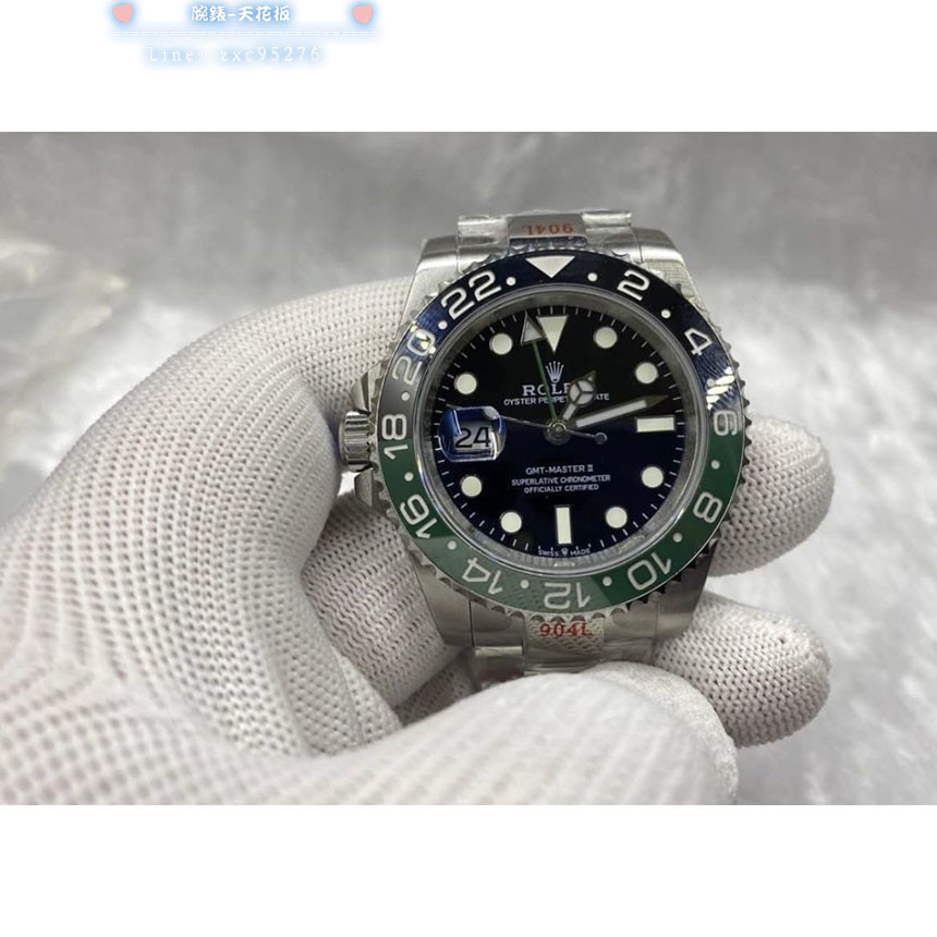 2022新款 格林尼治 Gmt 黑綠陶瓷圈 雪碧可樂圈男士機械手腕錶 左撇子 勞力士腕錶