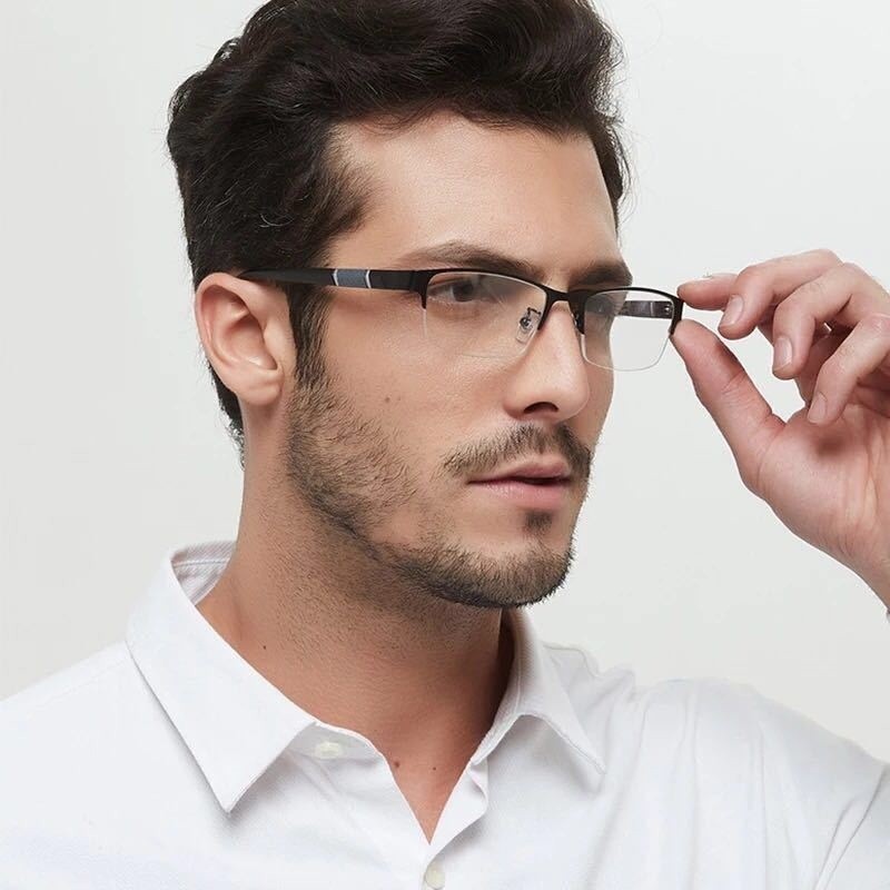 💕眼之悅💕爆款貨源男士商務金屬半框防輻射藍光近視老花眼鏡 近視眼鏡 老花眼鏡 100-400 近視眼鏡 100-600