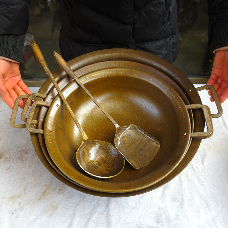 純銅老式銅鍋加厚鍋家用銅炒菜鏟子勺子雙耳熬藥鍋廚房用具銅鍋