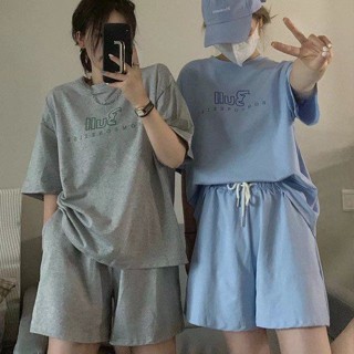 【Carmar】韓版ins風睡衣女夏季短袖短褲可愛寬松學生可外穿運動家居服套裝