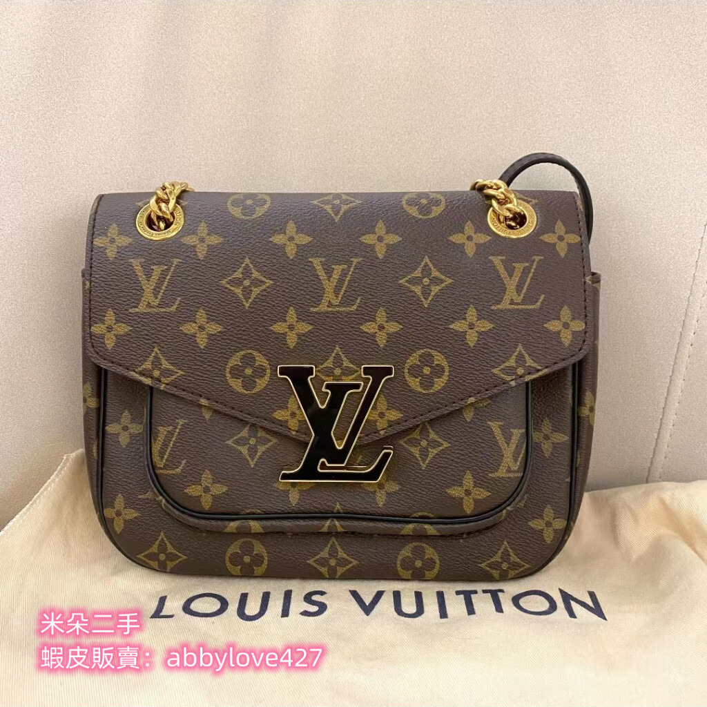 二手 LV 路易威登 M45592 Passy 新款 老花 郵差包 側背包肩背包 斜背包 Logo字母 鎖扣 鏈條