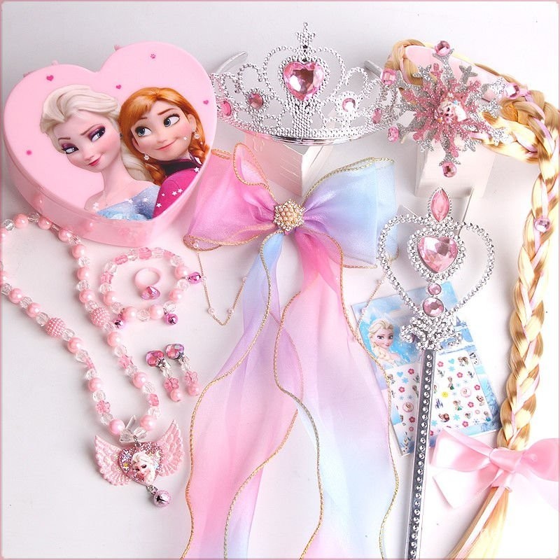[女孩專屬]冰雪奇緣項鍊戒指首飾套裝公主小女孩艾莎飾品愛心首飾盒兒童玩具