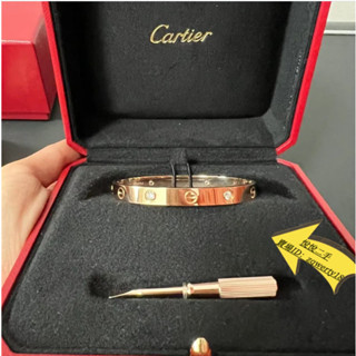Cartier 卡地亞 Love 手鐲 小號 18k玫瑰金 金色 B6047317 四鑽手環