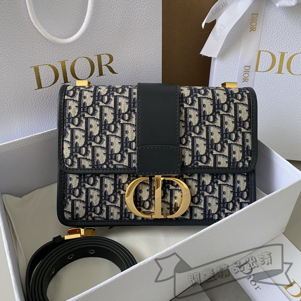 二手精品 DIOR Oblique 蒙田包 30 MONTAIGNE 藍色印花 手提包 斜背包 M9203 實拍