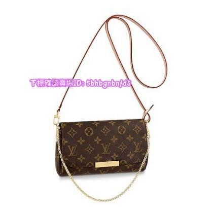 米娜正品 LV LOUIS VUITTON FAVORITE MM 小號 老花 金屬鏈帶 斜背 兩用 WO 全新