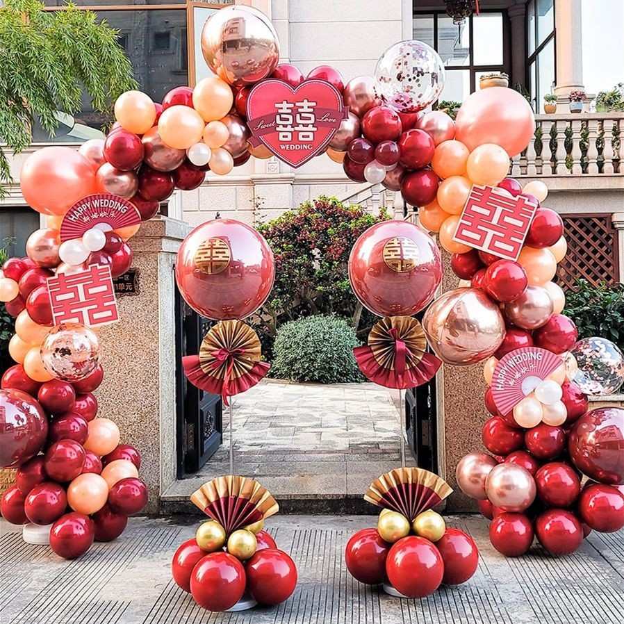 臺灣熱賣氣球拱門支架結婚裝飾婚慶場景佈置套裝酒店開業生日婚房婚禮迎賓