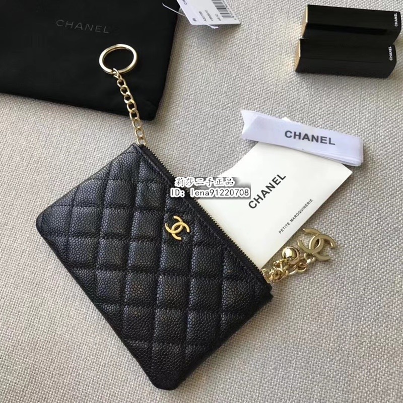 現貨精品 CHANEL 香奈兒 菱格紋 荔枝紋 金扣 一字拉鍊零錢包 皮夾 中夾 A50168