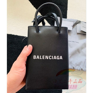 二手 Balenciaga 巴黎世家 5938260 黑色牛皮 MINI手機包 肩背包 斜背包