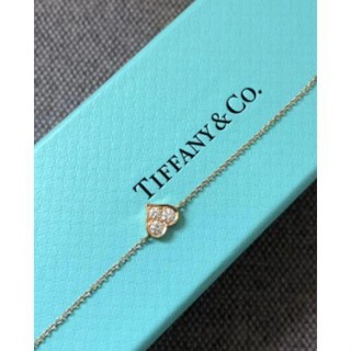 二手正品 Tiffany 蒂芙尼 18K 玫瑰金 心形 鑲鑽 手鏈