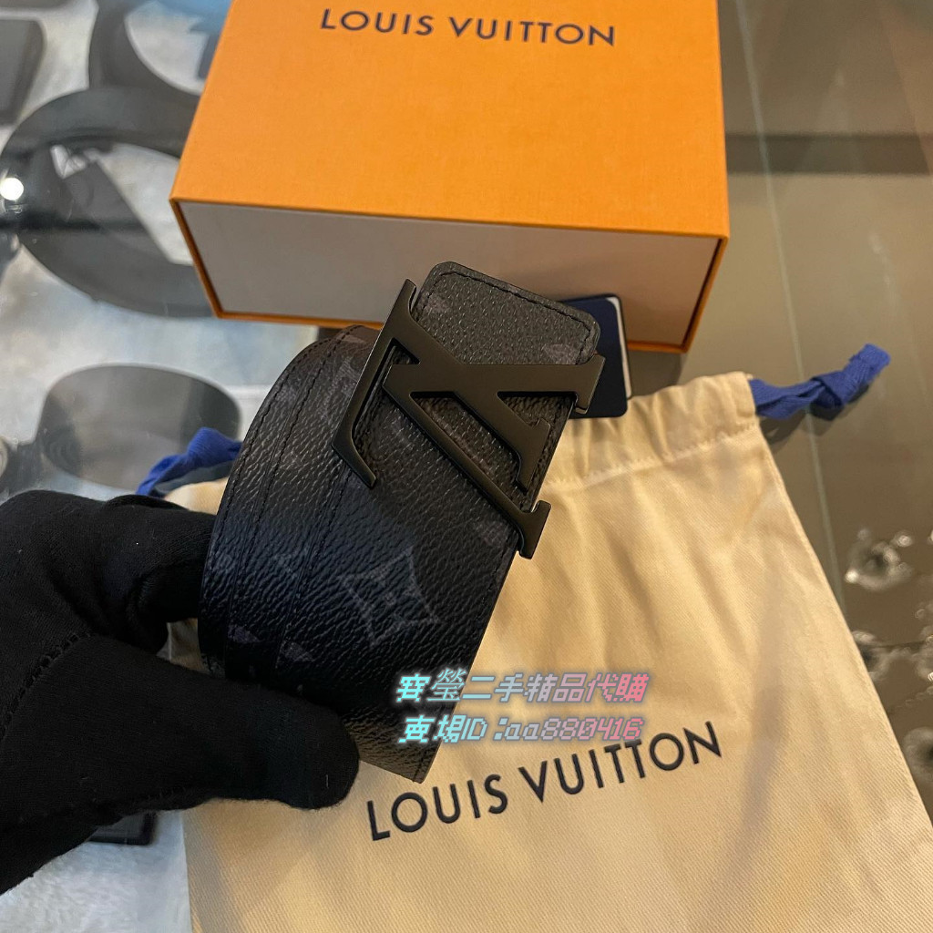 LV 路易威登 M9043U LV INITIALES 雙面腰帶 男士皮帶 lv皮帶 黑花