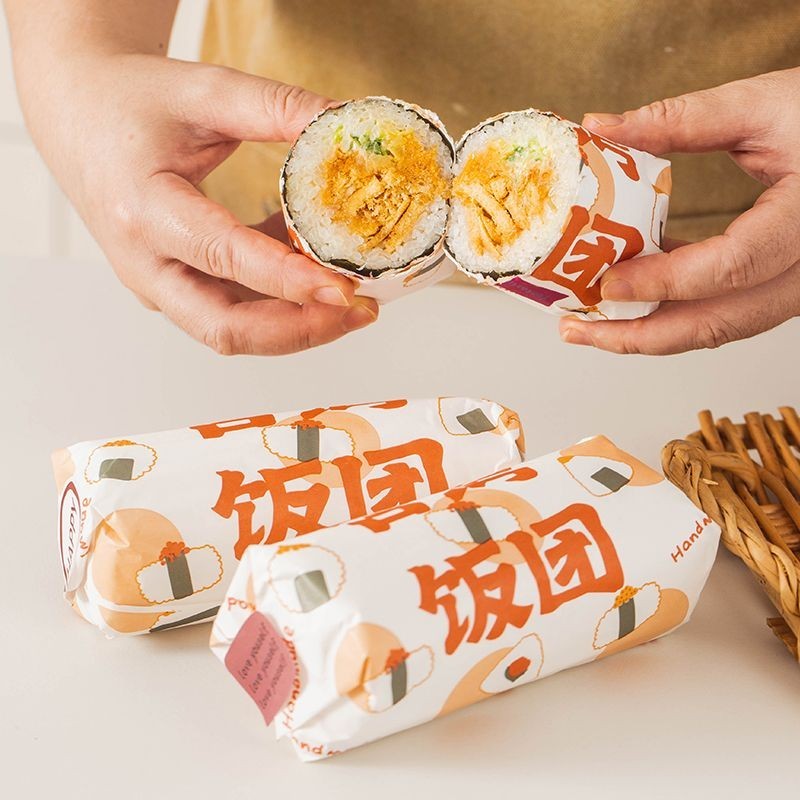 💥臺灣熱銷💥 臺灣飯團紙包裝模具專用紙漢堡包紫菜包飯的膜海苔壽司打包盒