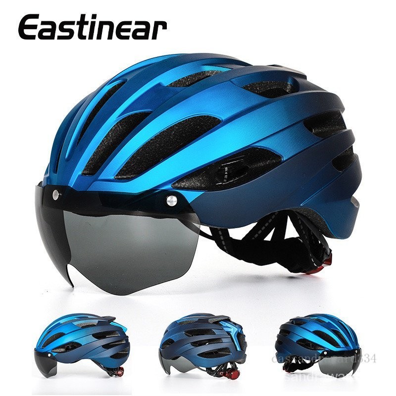 ✅【Eastinear】漸變色自行車安全帽 騎行頭盔 磁吸風鏡安全帽 一體成型男女公路山地單車頭盔 可帶尾燈安全帽