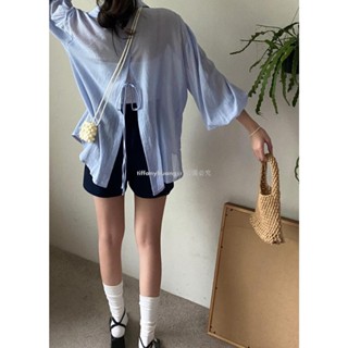 爆款mistletoe 韓國chic 夏季設計感防嗮襯衫上衣女 雪紡襯衫
