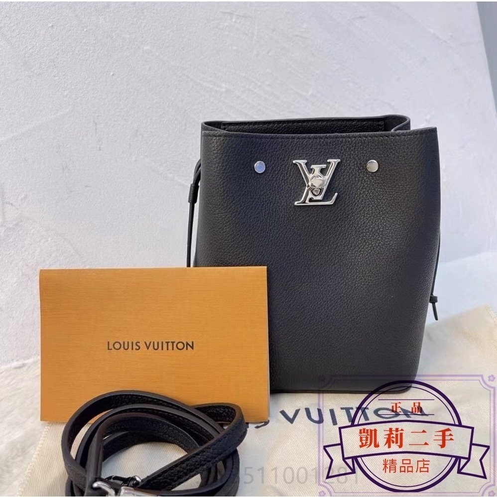 凱莉二手 LV 路易威登 NANO LOCKME Bucket 粒面牛皮 水桶包 單肩包 斜挎包M68709