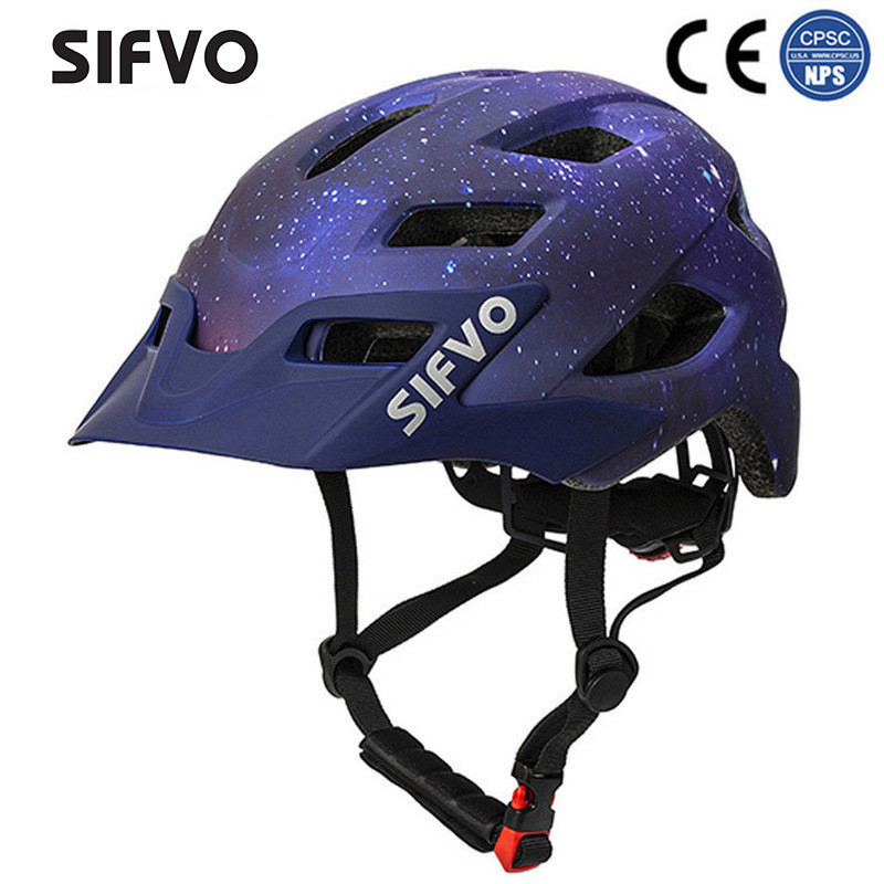 SIFVO兒童自行車安全帽 滑闆輪滑男女兒童安全帽 平衡車運動頭盔 帶帽簷安全帽 可調節安全帽 一體成型 輕便透氣安全帽