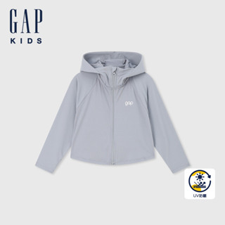 Gap 男幼童裝 Logo熊耳造型防曬連帽外套-灰色(465967)
