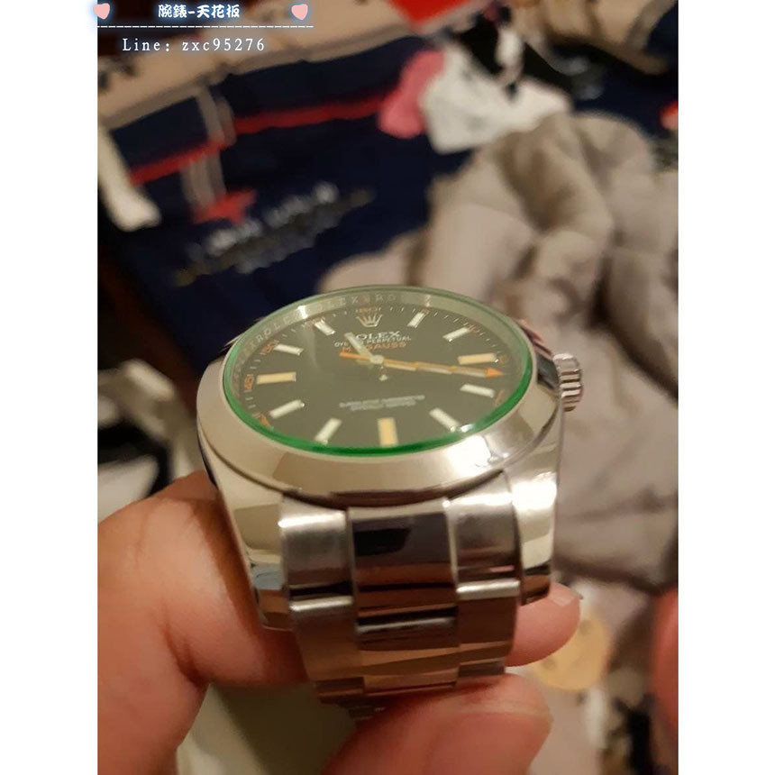 Rolex 勞力士 Oyster Milgauss 116400Gv 抗磁 閃電秒針 綠玻璃腕錶