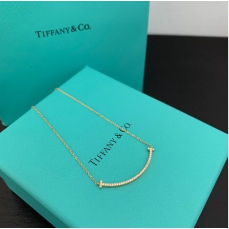 二手正品 Tiffany &amp; Co. 蒂芙尼T系列 微笑吊墜 18k黃金 鑽石 微笑項鏈 現貨