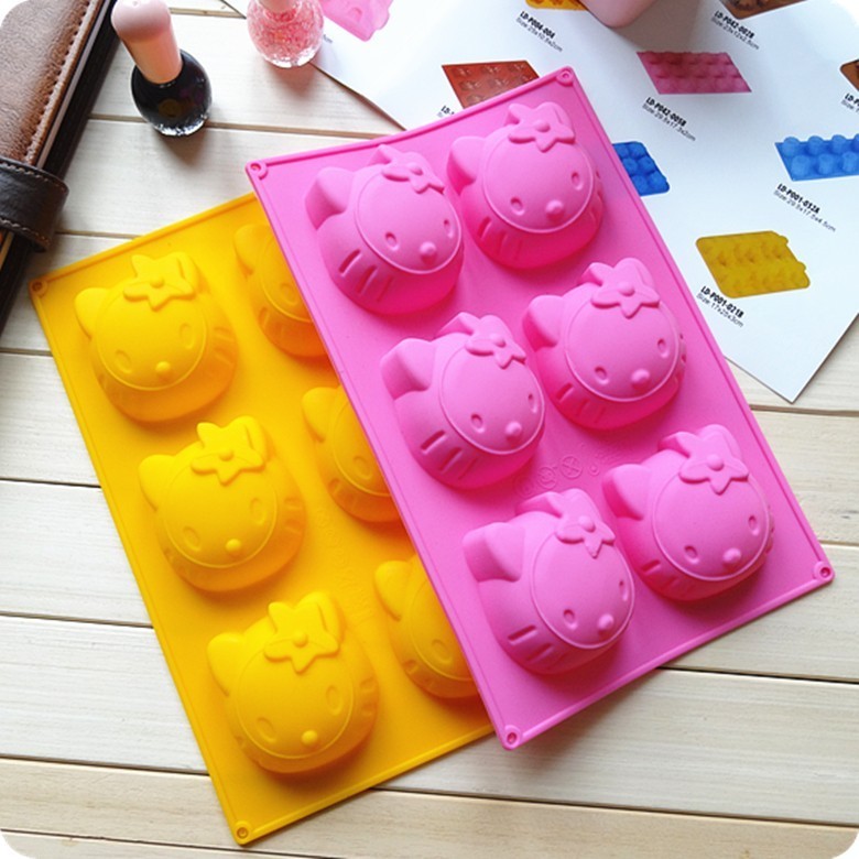 矽膠- 6連Hello kitty 手工皂模 布丁模 果凍模 巧克力模 黏土手工藝材料