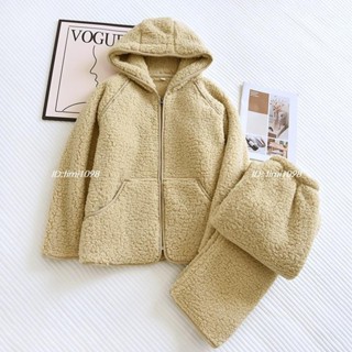 【精選】情侶款毛絨絨秋冬拉鍊連帽睡衣套裝男女加厚保暖刷毛外穿長袖法蘭絨家居服珊瑚寬鬆舒適外套