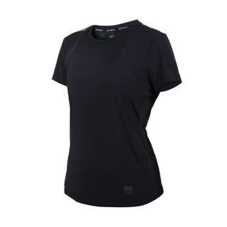 FIRESTAR 女彈性圓領短袖T恤(慢跑 路跑 涼感 運動 上衣 炫彩反光「DL262-10」 黑紫白