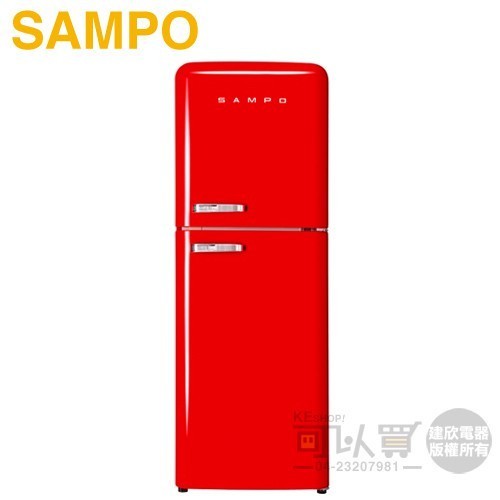 SAMPO 聲寶 ( SR-C21D/R ) 210公升 歐風美型變頻雙門冰箱-緋麗紅