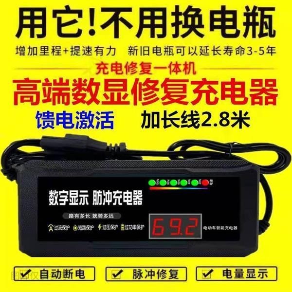 台灣發貨電池修復器 電動車充電器48V60v72v脈衝維護電瓶鉛酸電池