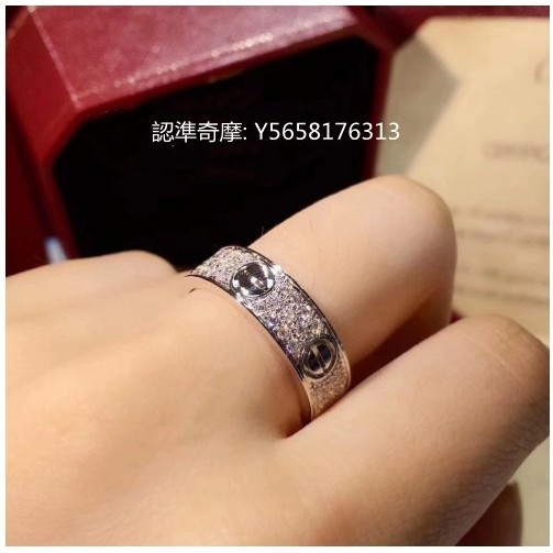 二手便宜出 CARTIER 卡地亞 LOVE 結婚戒指 18K白色黃金 鑽款 戒指 B4083400