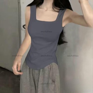 大尺碼背心 夏季新款方領吊帶 背心女修身白色打底衫外穿 無袖吊帶上衣 女生背心 無袖背心 內搭背心 小可愛背心 吊帶背心