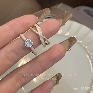 ✨新品+限時特賣✨溫柔精緻~法式輕奢交叉滴釉愛心鋯石戒指女ins小眾設計疊戴指環潮【kiana優選】