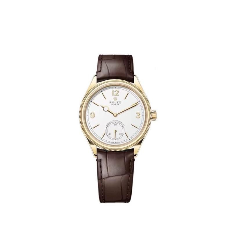 【台灣出貨】勞力士勞力士永久系列 1908 年機芯石英瑞士男士手錶皮革錶帶