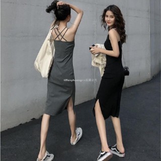 爆款X-style韓版開叉氣質顯瘦吊帶洋裝 連衣裙 連身裙 女裝 裙裝 無袖洋裝6790