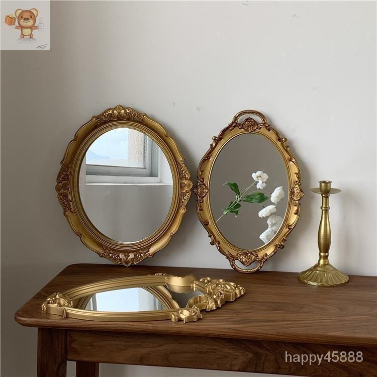 復古潤傢傢掛複古歐式古典鵰花壁鏡子化妝鏡浴室鏡麵居擺盤鏡拍210630 YQ5O