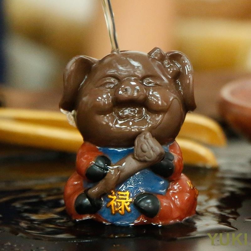 YUKI 招財風水豬擺件 聚財客廳裝飾 創意可愛擺設手工雕塑 陶瓷工藝品