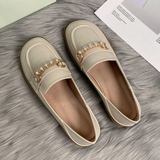 【GL SHOES】女鞋 豆豆鞋娃娃鞋 單鞋 一腳蹬平底鞋 單鞋女2024新款豆豆鞋軟底平底淺口單鞋女懶人一腳蹬樂福鞋媽