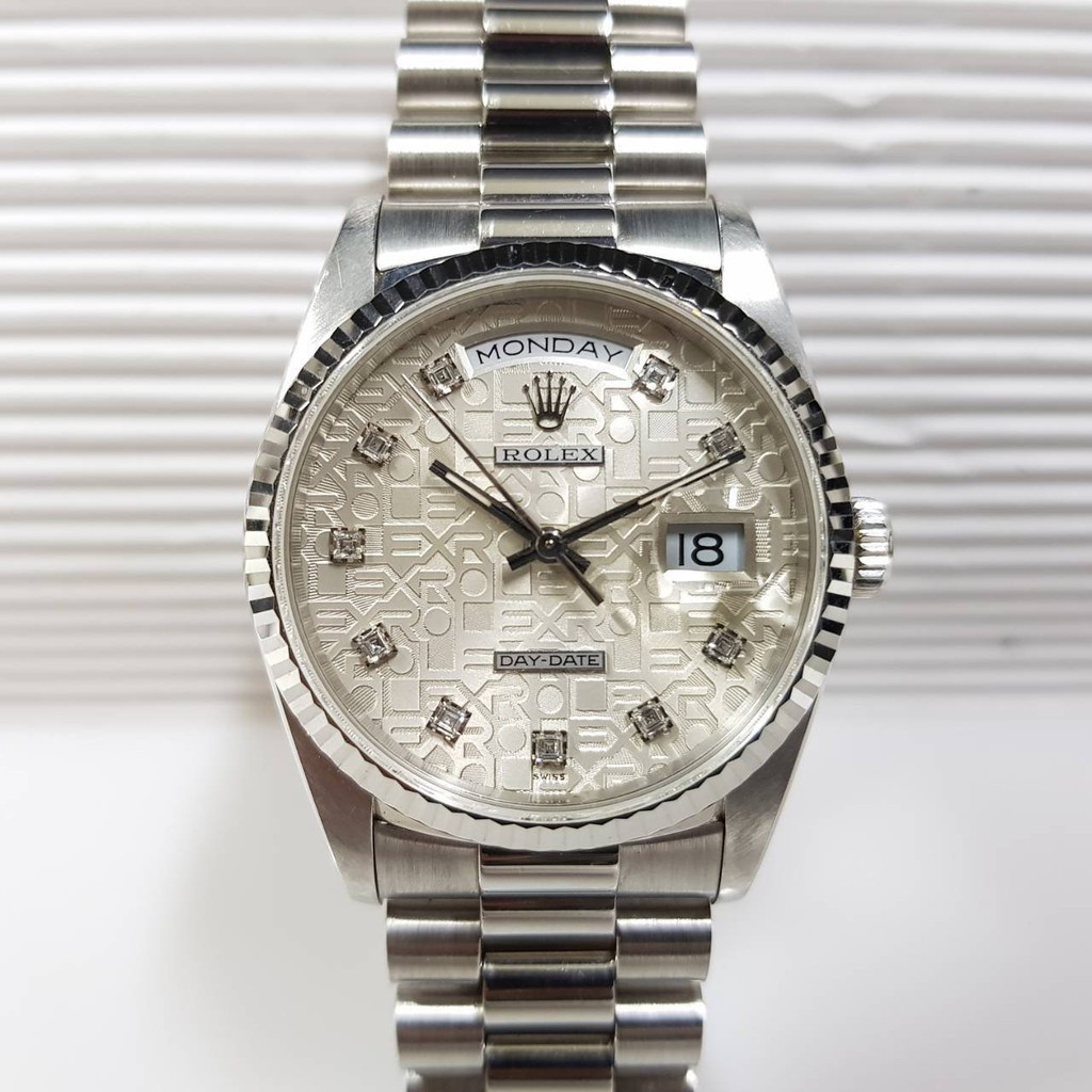 TR店二手南嫣-ROLEX 勞力士 18白k金 原廠原帶 18239 錶徑36mm 自動機械 原廠紀念鑽面盤 編號