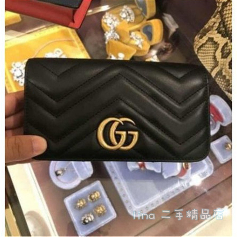 精品現貨 Gucci GG Marmont Mini Bag山行紋斜背包 WOC鍊包方包 黑色488426