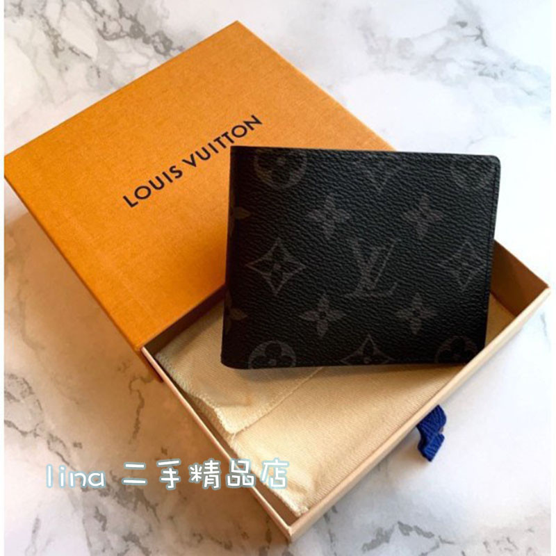 精品現貨 Louis Vuitton LV M62294 Slender 經典花紋雙折短夾.黑 有