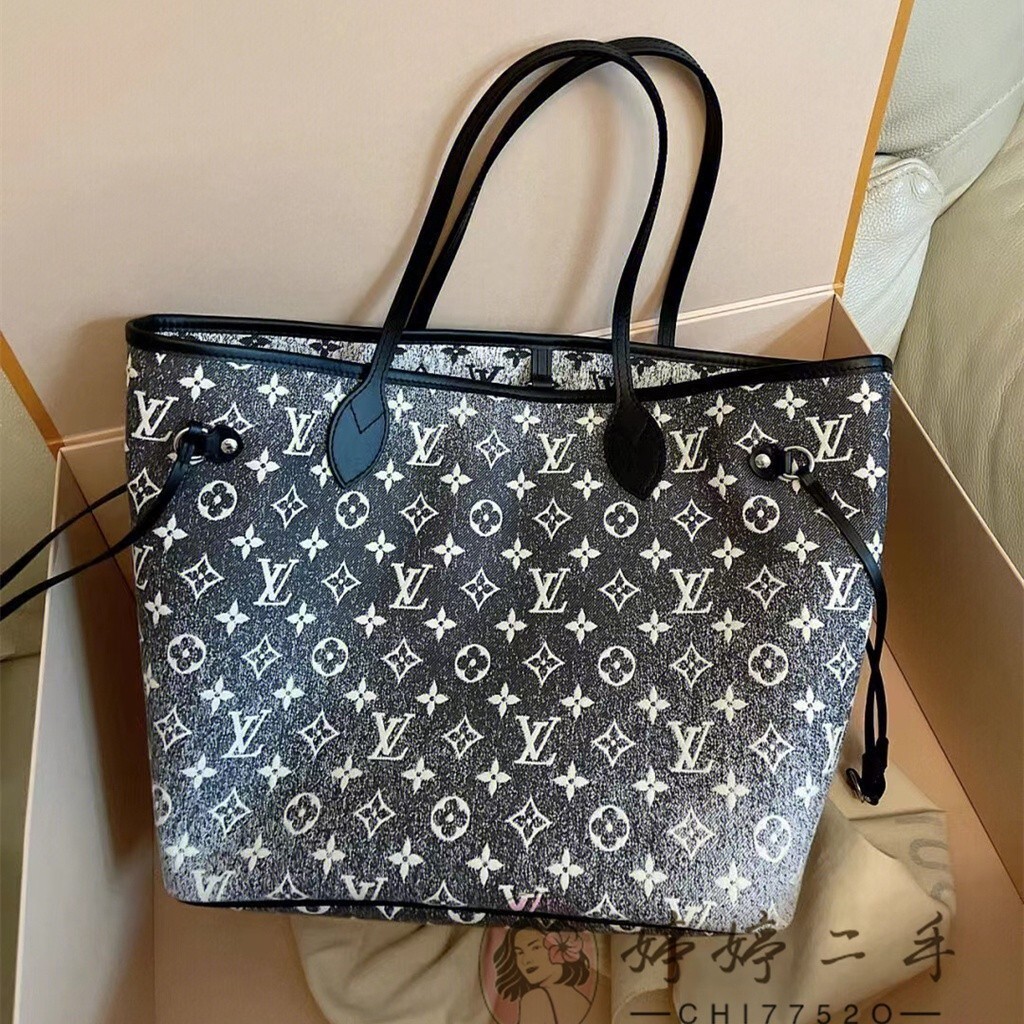 婷婷二手 LV 路易威登 NEVERFULL MM 手提包 子母包 單肩包 購物袋 提花單寧布 M21465 實拍 免運