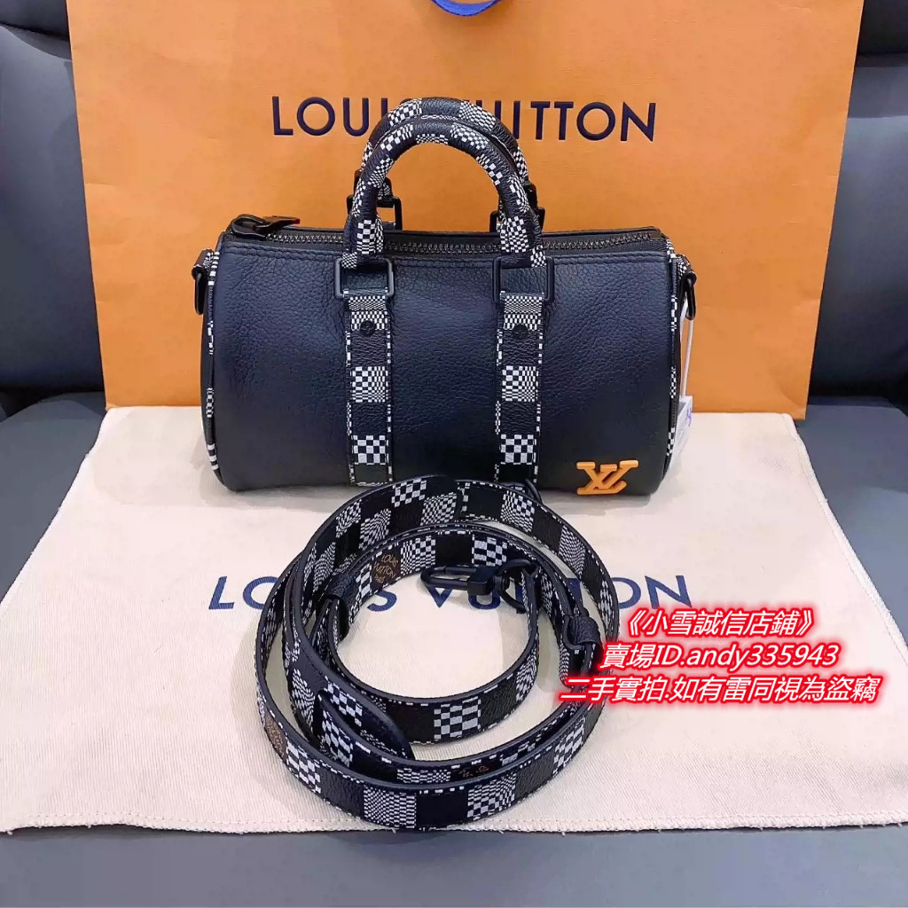 LV 路易威登 Keepall Nano 棋盤格肩帶 枕頭包 手提包 斜挎包 男款M80202 實拍