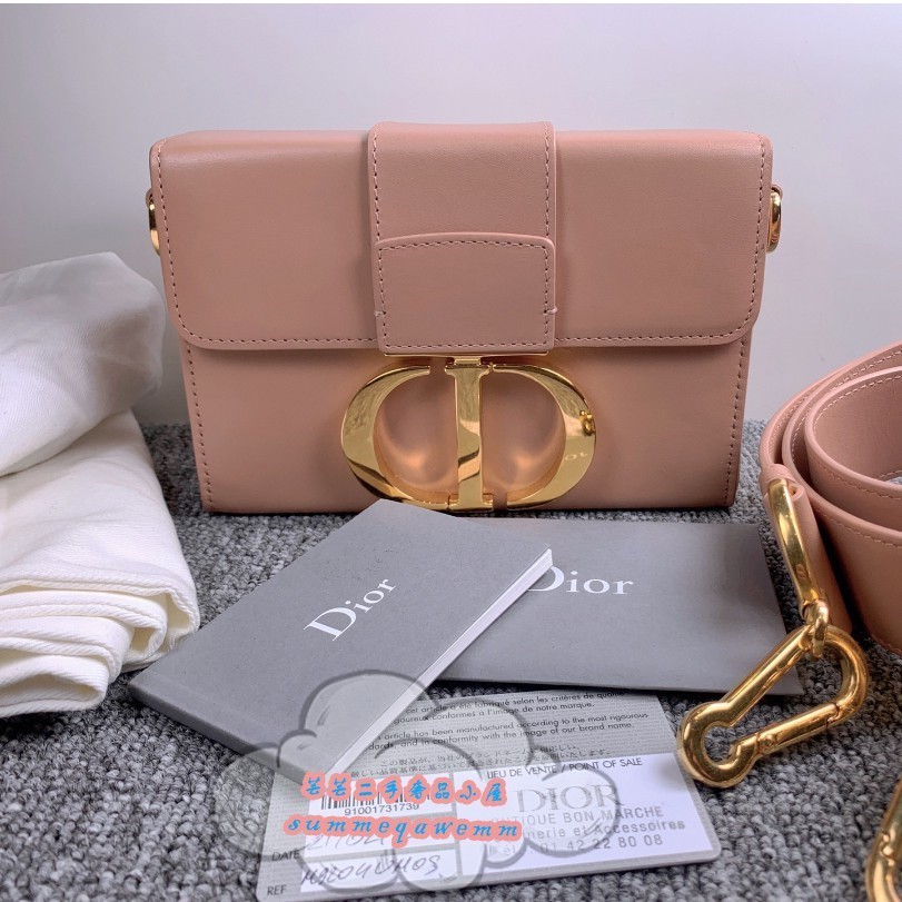 二手精品 Dior迪奧Montaigne 30 Box Mini迷你裸粉色蒙田包/盒子包/單肩包/斜背包